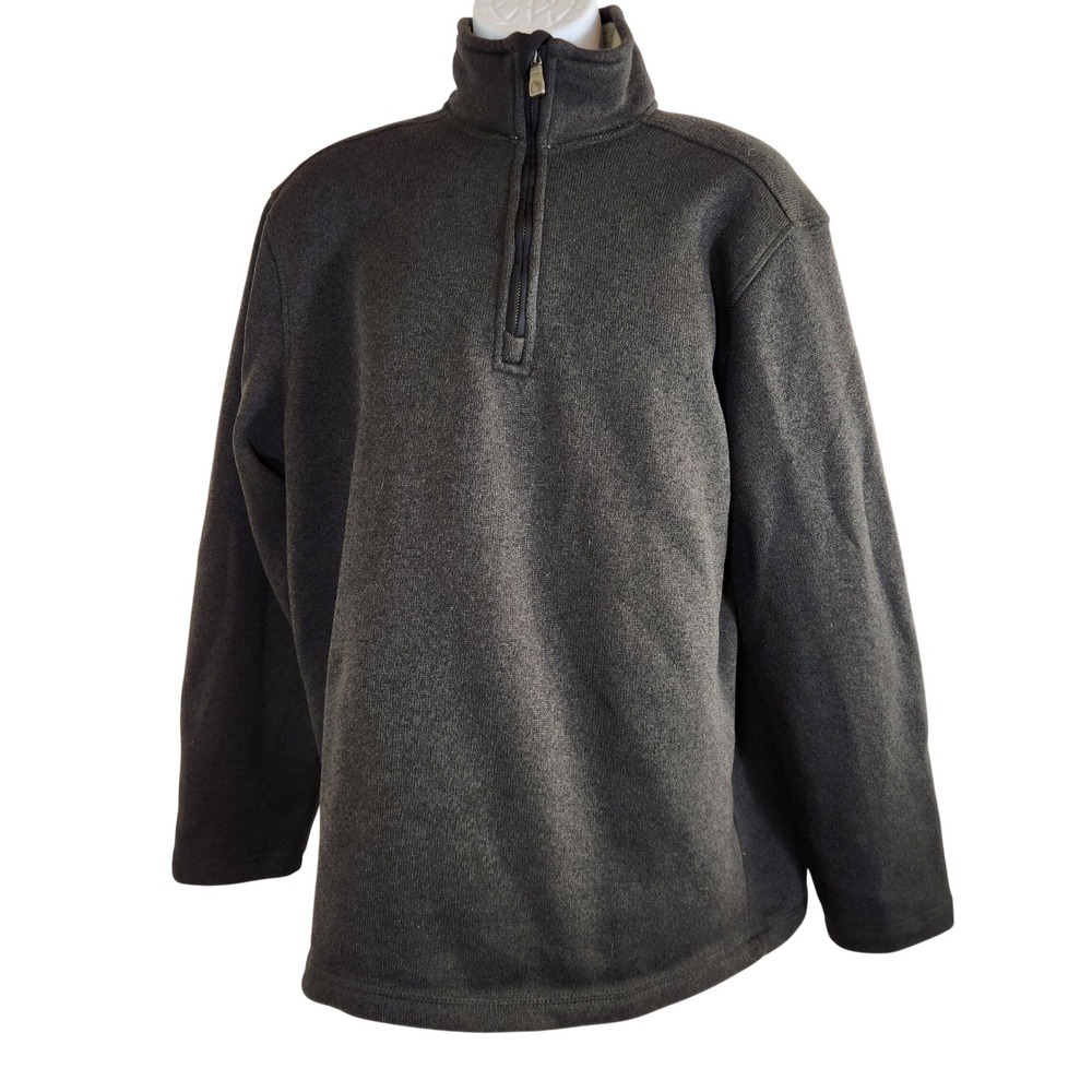 GH Bass Mens Dark Gray 1/4 Zip Pullover Fleece‎ Sweatshirt Size Large Top